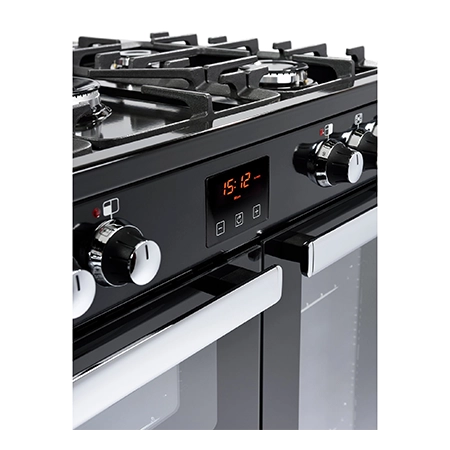 Belling 90DFT PROFT 90cm dual fuel range cooker with 4kW PowerWok, Maxi-Clock, market leading tall oven and easy clean enamel